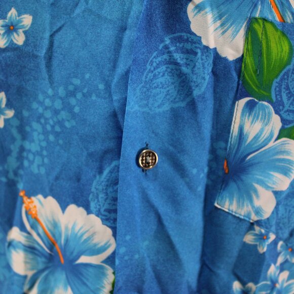 Vintage Hawaiian Shirt - Blue Floral by Made i Hawaii - Men's Medium - Picture 4 of 10